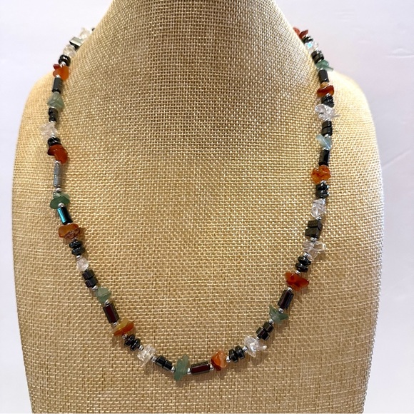 Multi-Color Genuine Gemstone Necklace & Bracelet Set, convertible - Picture 2 of 14